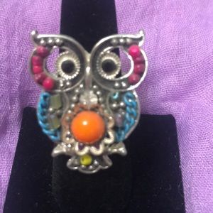 Multi-colored blinged out Owl Ring